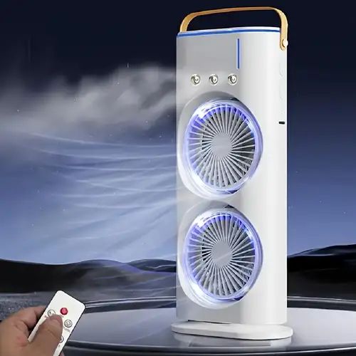 Electric Fan Desktop Double-Head Powerful Air Cooler (1 Pc / With Remote)
